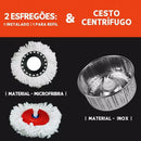 Mop Giratorio Com cabo de 140 cm Cesto Em Inox - Balde Centrífuga - C/2 Refil | Bnvt