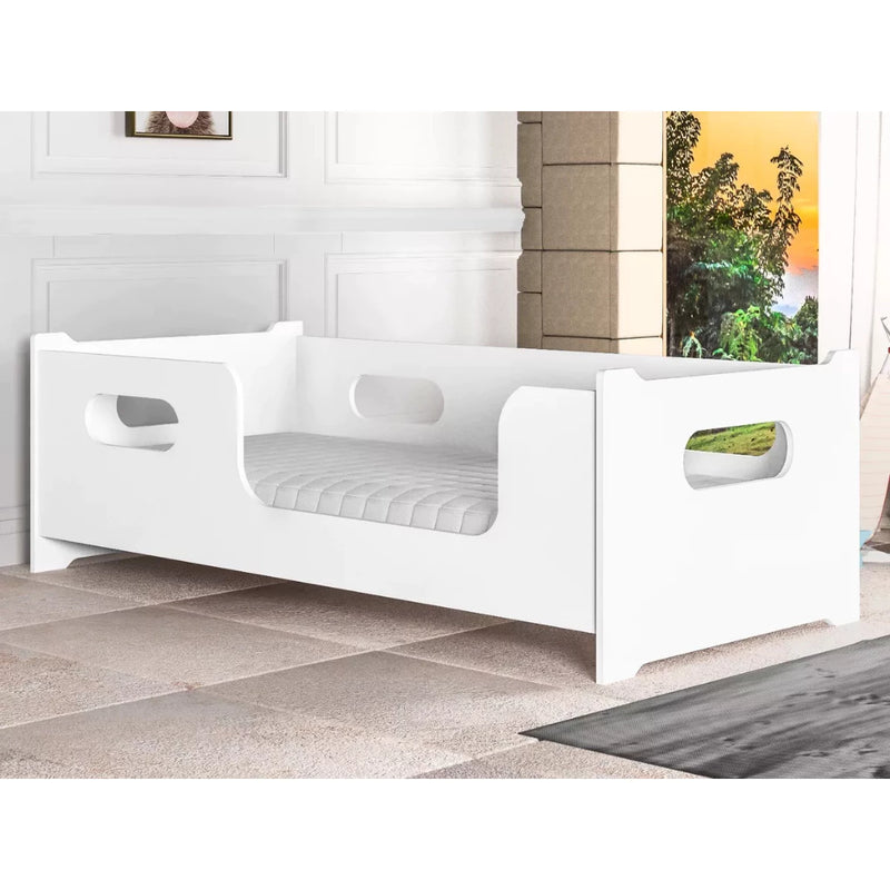 Cama Infantil Com Grade de Proteção Juvenil Branca Para Crianças