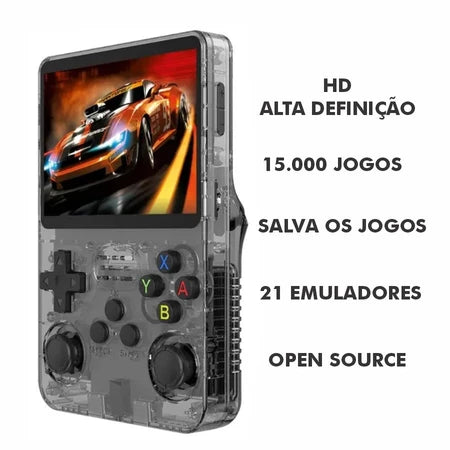 【Venda quente】 Console de jogos portátil retrô IPS de 4 polegadas R36Plus, chip Dual-RAM 1G, ARKOS 2.0 para mais de 15.000 jogos, jogos portáteis para PSP/N64