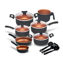 Conjunto Jogo de Panelas Teflon 10 Peças Antiaderente Tampa de Vidro