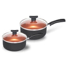 Conjunto Jogo de Panelas Teflon 10 Peças Antiaderente Tampa de Vidro