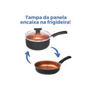 Conjunto Jogo de Panelas Teflon 10 Peças Antiaderente Tampa de Vidro